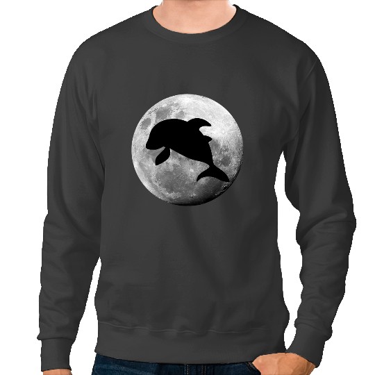 Dolphin Gift Full Moon Night Ocean Sea Life Marine Animals Sweatshirts