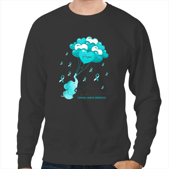 Elephants Lover Hope Strong Im Survivor Elephant Cervical Cancer Awareness Sweatshirts