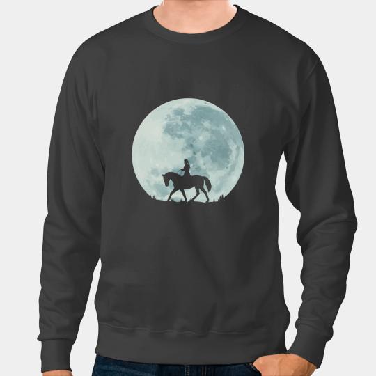 Funny Horse Full Moon Horse Rider Girl Riding Horseback Equestrian Ranch Sweatshirts