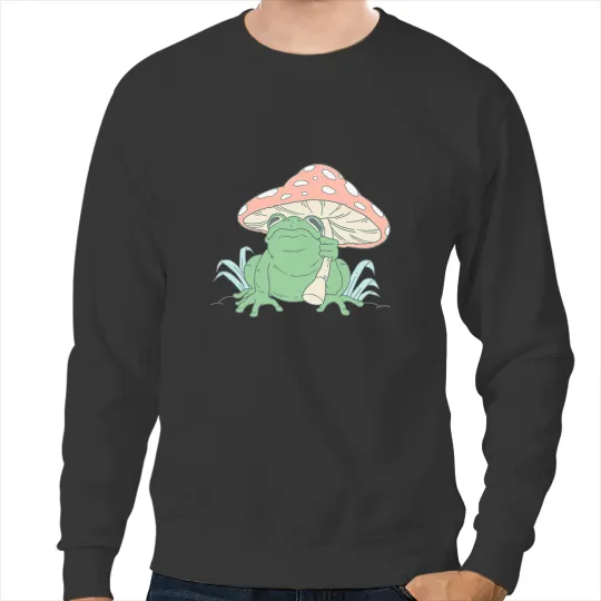 Frog Gift Cottagecore Aesthetic Mushroom And Toad Witchy vintages Sweatshirts