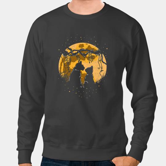black cats Paws Under The Moon Full Moon Kitten Lover Sweatshirts