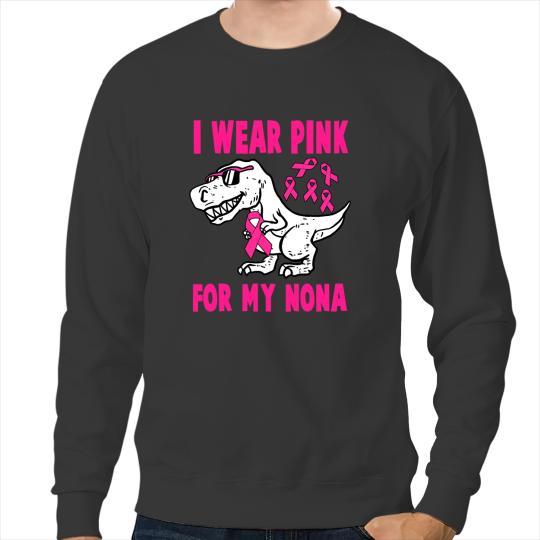 Dinosaur Dino Breast Cancer Survivor I Wear Pink For My Nona TRex Dinosaur Ribbon Toddler Kid Sweatshirts