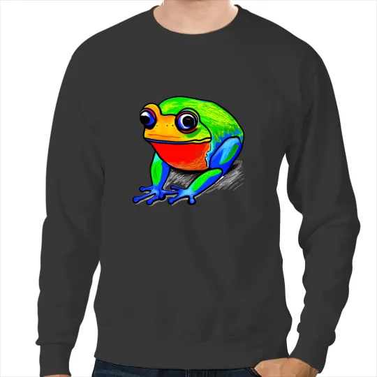 Frog Gift Colorful Amphibian Cool Toad Aesthetic Graphic Design Sweatshirts