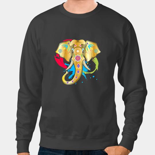Elephants Lover Happy Holi Colors India Hindu Spring Elephant Art Sweatshirts
