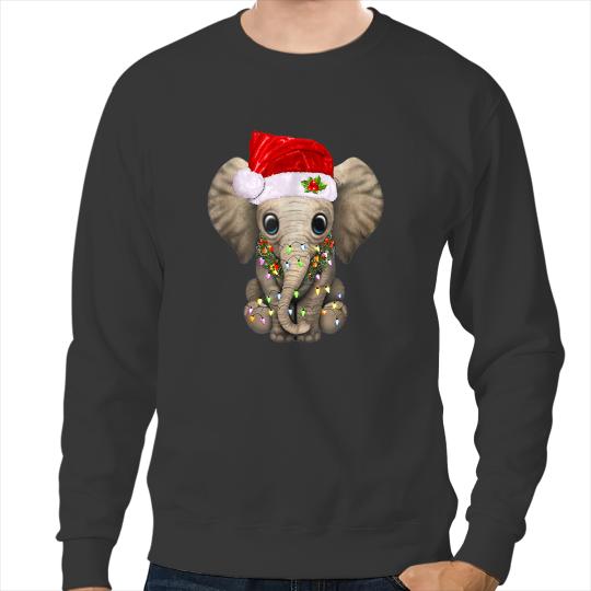 Elephants Lover Cute Elephant Christmas Light xmass Funny Elephant Lover Sweatshirts