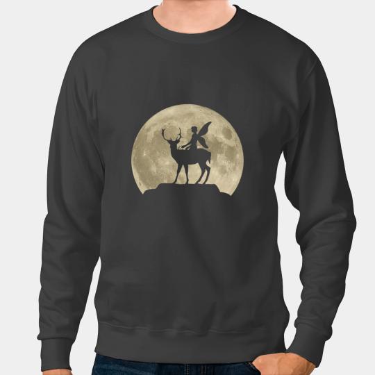 Deers Fairy Deer Moon Full Moon Elf Magic Fairy with Fairy Wings Sweatshirts