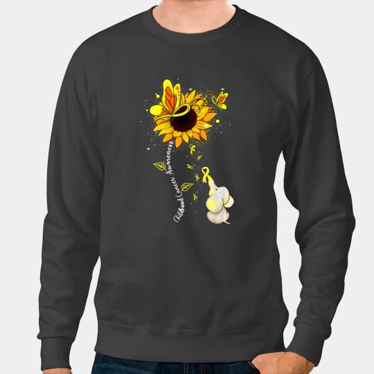 Elephants Lover Childhood Cancer Awareness Sunflower Elephant Men Womens Sweatshirts