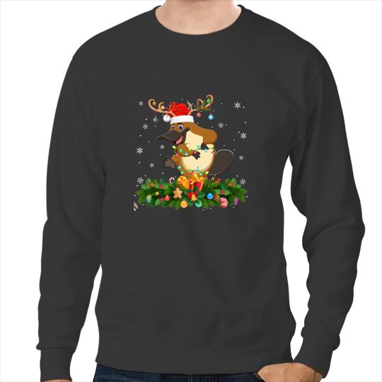 Platypus Gift xmass Holiday Reindeer Hat Santa Platypuses Christmas Sweatshirts