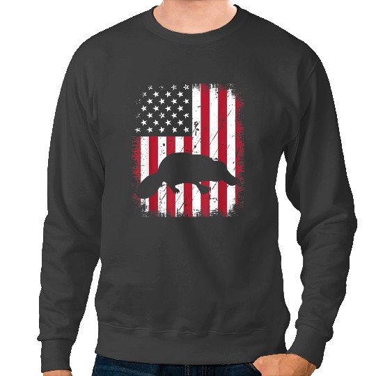Platypus Gift Animal Lover vintages American Flag 4th Of July Sweatshirts