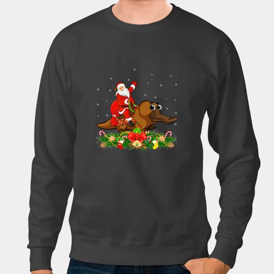 Platypus Gift xmass Matching Funny Santa Riding Platypuses Christmas Sweatshirts
