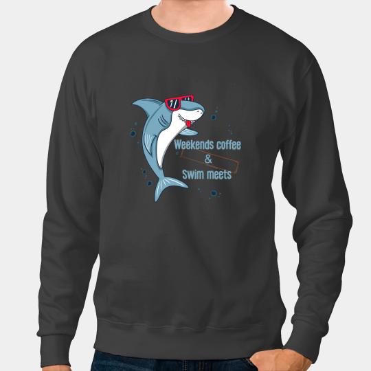 Ocean Shark CF Coffee Weekends Coffee Swim Meets Funny Shark Sun Summer Sweatshirts