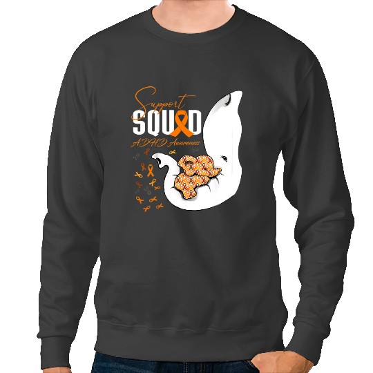 Elephants Lover ADHD Awareness Support Squad Elephant Sweatshirts