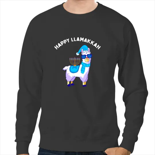 Lama Llama Happy Llamakkah Hanukkah Llama Chanukah Alpaca Women Gift Sweatshirts