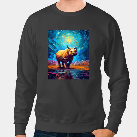 Rhino Gift Surreal Starry Night Rhino Sweatshirts