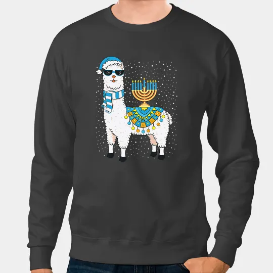Lama Llama Hanukkah Llama Cute Alpaca Chanukah Christmas for Women Girl Sweatshirts