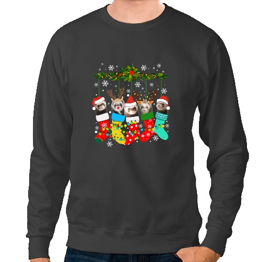 Ferret Gift In Socks Christmas ferret Lover Sweatshirts