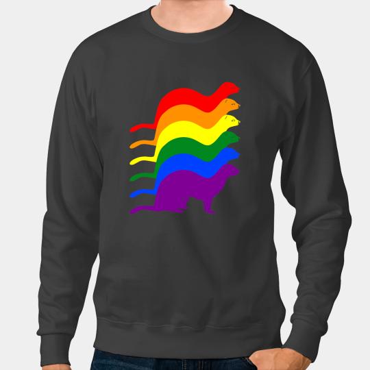 Ferret Gift LGBT Pride Gay Pride Ferret LGBT Rainbow Flag Awareness Sweatshirts