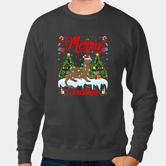 Ferret Gift Lights xmass Tree Funny Santa Ferret Christmas Sweatshirts