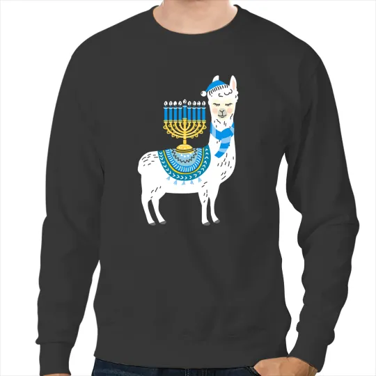 Lama Llama Menorah Hanukkah Llama Cute Alpaca Chanukah Christmas Pajama 43 Sweatshirts