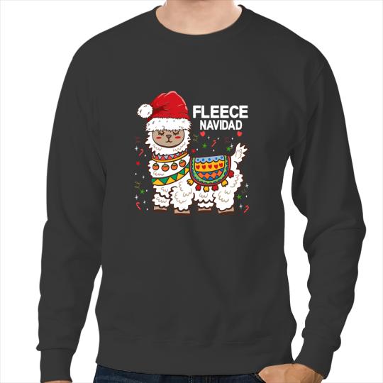 Lama Llama Fleece Feliz Navidad Llama Funny Hispanic Kids Christmas Sweatshirts