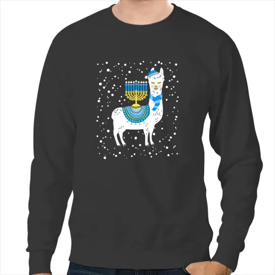 Lama Llama Menorah Hanukkah Llama Cute Alpaca Chanukah Christmas Pajama 54 Sweatshirts