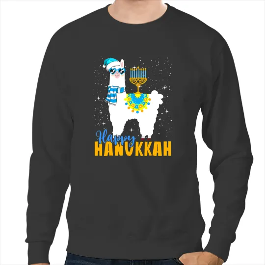 Lama Llama happy hanukkah llama t 2cute alpaca chanukah Sweatshirts