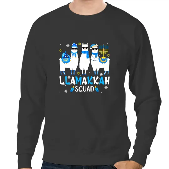 Lama Llama Happy Hanukkah Llama Menorah Cute Alpaca Chanukah Kids Sweatshirts