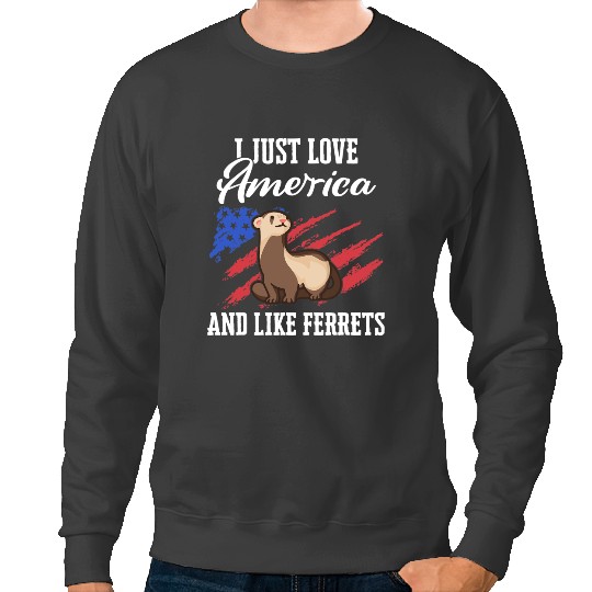 Ferret Gift Marten Animal USA Flag Sweatshirts