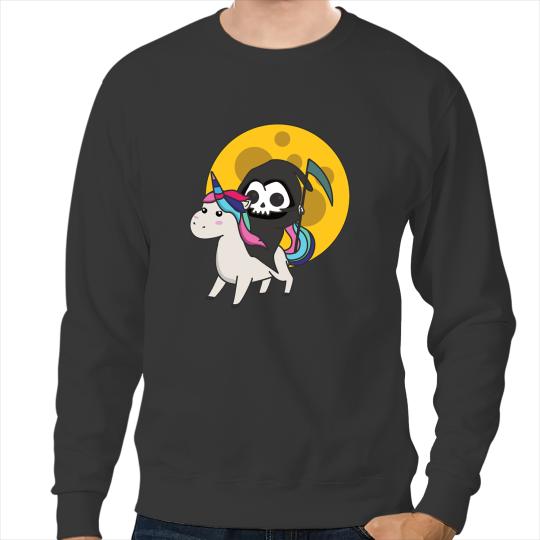 Unicornss Death riding Unicorns funny Unicornss moon grim reaper Sweatshirts