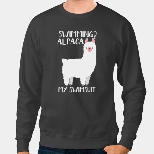 Lama Llama Swimming Alpaca My Swimsuit Cute Alpacas Swimmer Swim Lover Sweatshirts