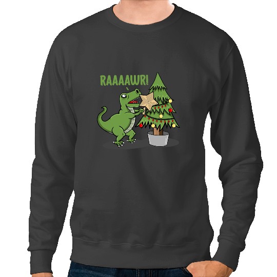 Dinosaur Dino Christmas Dinosaur Rawr Funny Tyrannosaurus T Rex Christmas Sweatshirts