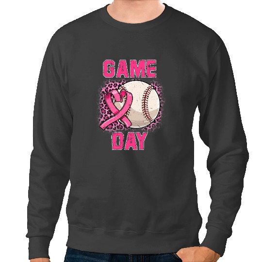 Baseball Gift Leopard Pink Out Baseball Tackle Breast Cancer Awareness 2 Sweatshirts