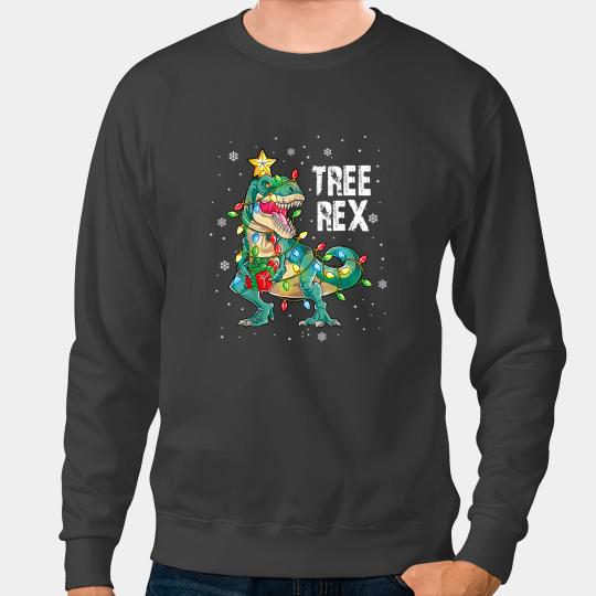 Dinosaur Dino Christmas Dinosaur Tree Rex Pajamas Men Boy Kids Lights Xmas Sweatshirts