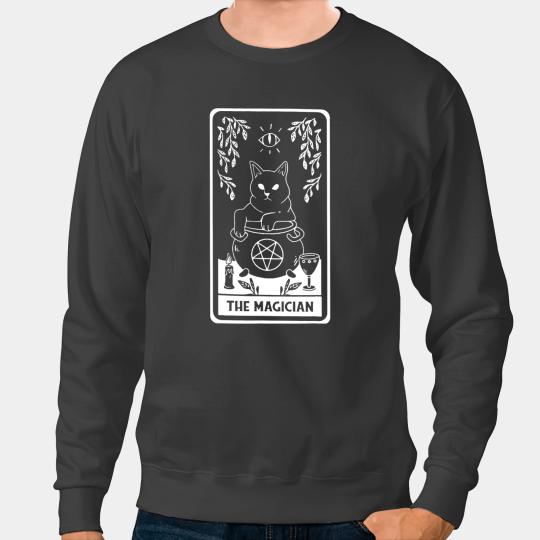 black cats Paws Retro Halloween Cat Witch The Magician Tarot Card Witchcraft Sweatshirts