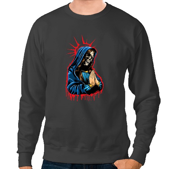 Cat Paws Day Of The Deads Praying La Calavera Catrina Santa Muerte Sweatshirts
