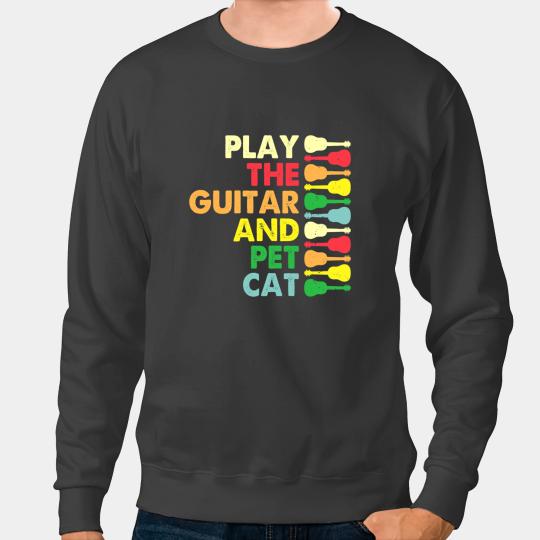 black cats Paws Guitarist Retro Cat Owner Guitar Player Saying Guitarist I Pet Cats Sweatshirts