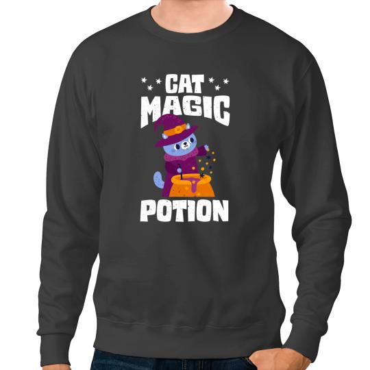 black cats Paws Pet Potion Sitting Black Magic Cat Evil Spirit Halloween Sweatshirts