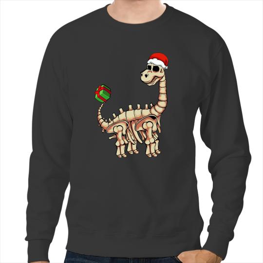 Dinosaur Dino Dino Skull Santa Hat Christmas Pajama Brontosaurus Sweatshirts