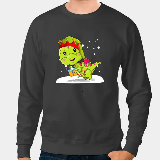 Dinosaur Dino Christmas for men women kids ELF Dinosaur Sweatshirts