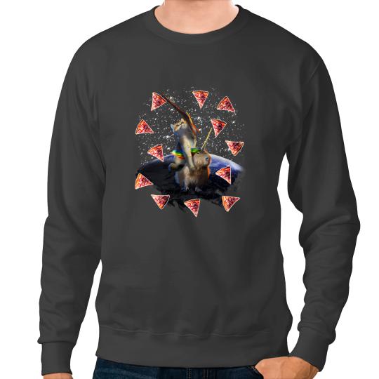 black cats Paws Space Galaxy Cat Riding capybaras Pizza Sweatshirts
