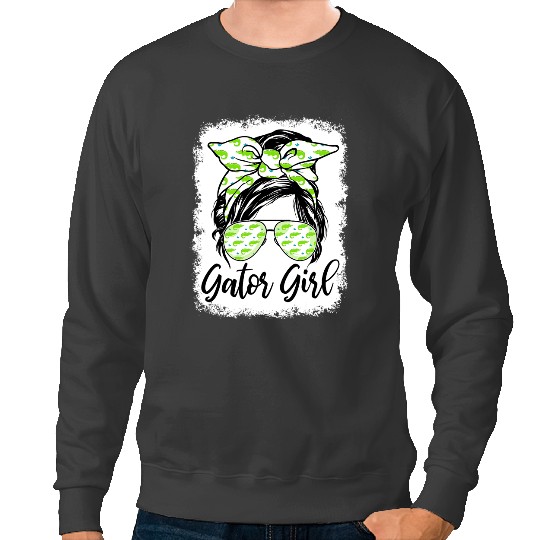 Alligator Animals Florida Gator Girl Alligator Messy Bun Funny Crocodile Sweatshirts