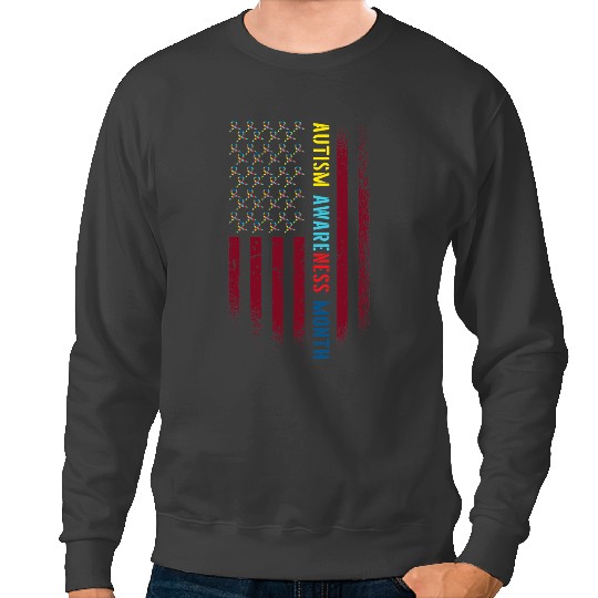 Camping Camp American Advocacy Campaign Flag Autism Awareness Month Camper Sweatshirts