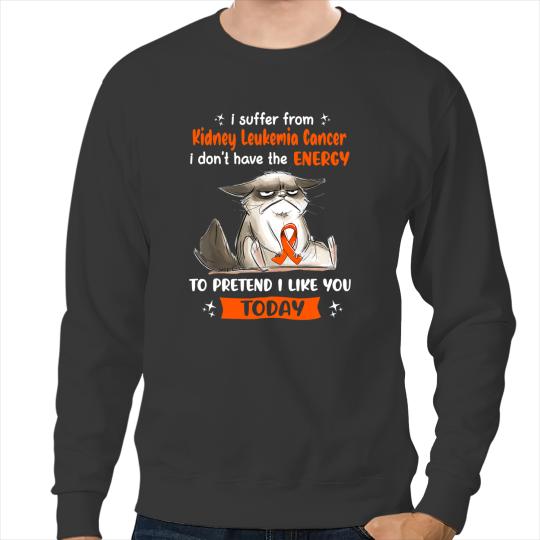 Cat Paws I Suffer From Kidney Leukemia Cancer Awareness Funny Cat Sweatshirts