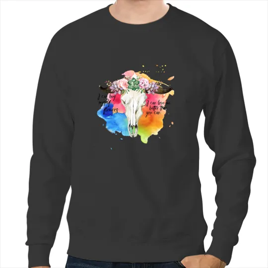 Cattle Cow I Can Buy Myself Floral Boho Flower Cow Skull Country Music Sweatshirts