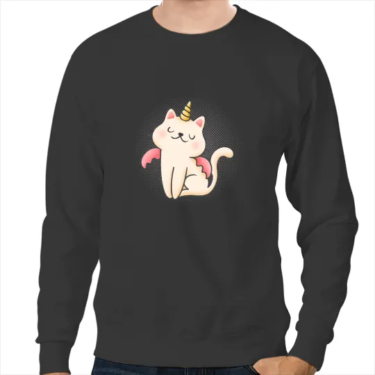 Cat Paws Cute Cat Kitty Unicorns Bat Wings Purple Pink Sweatshirts
