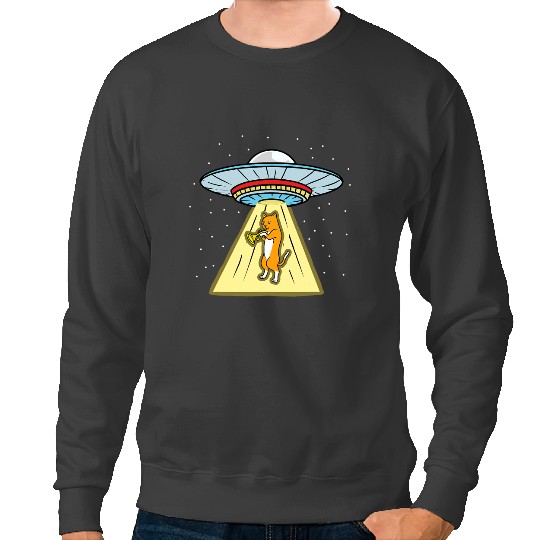 Cat Paws Trumpet Lover Cat Playing Trumpet Ufo Abduction Sweatshirts