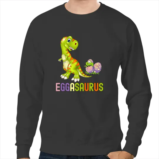 Dinosaur Dino Cute Eggasaurus Stegosaurus Egg Dinosaur Happy Easter TRex Sweatshirts