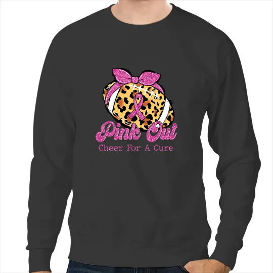 Cheerleader Gift Silhouette Pink Out Cheer For A Cure Breast Cancer Awareness Sweatshirts