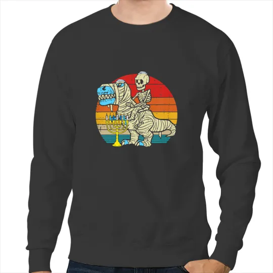 Dinosaur Dino Dino Skull Kids Jew Skeletons Dinosaur Mummy Funny Toddler Boys Hanukkah Kids Sweatshirts