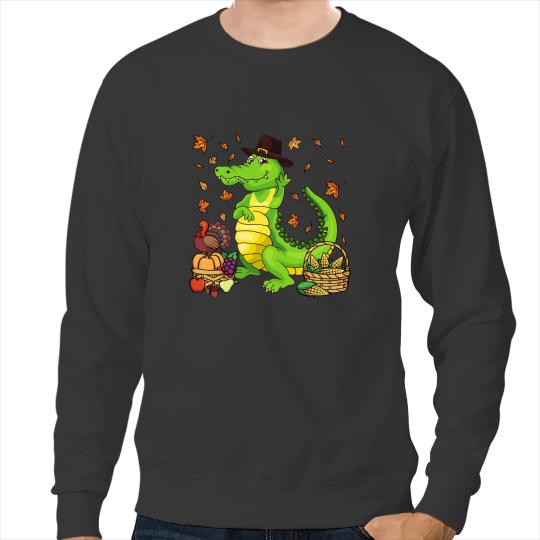 Alligator Animals Funny Thanksgiving Crocodile Turkey Boys Girls Crocodile Sweatshirts